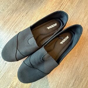 Soda Black Slip-On Flats with Elastic Panel
